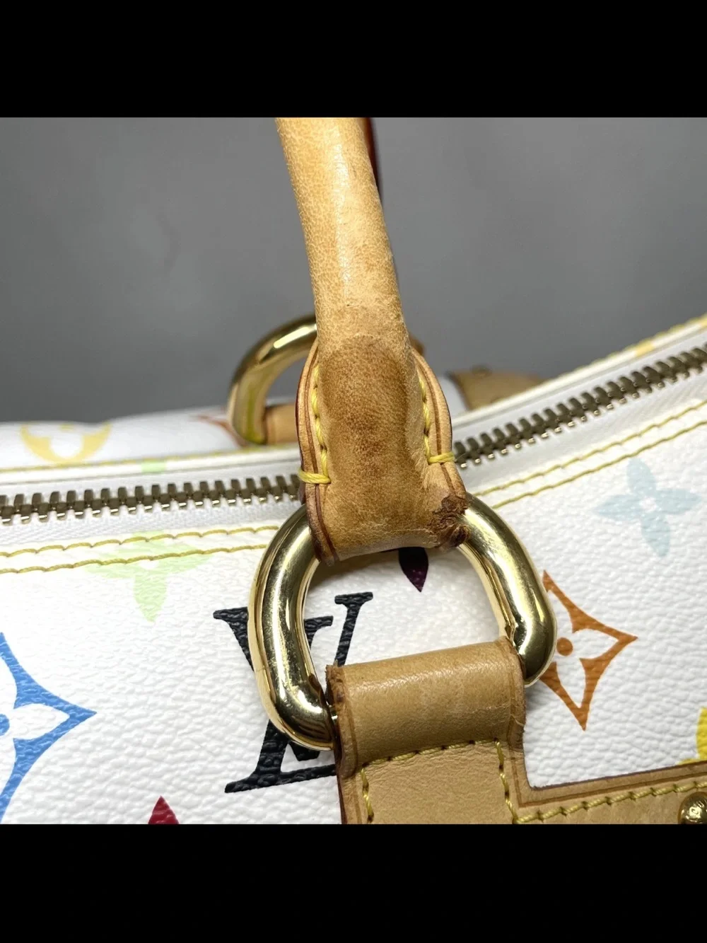 Louis Vuitton Multicolor Monogram White Leather-Trim Shoulder Bag